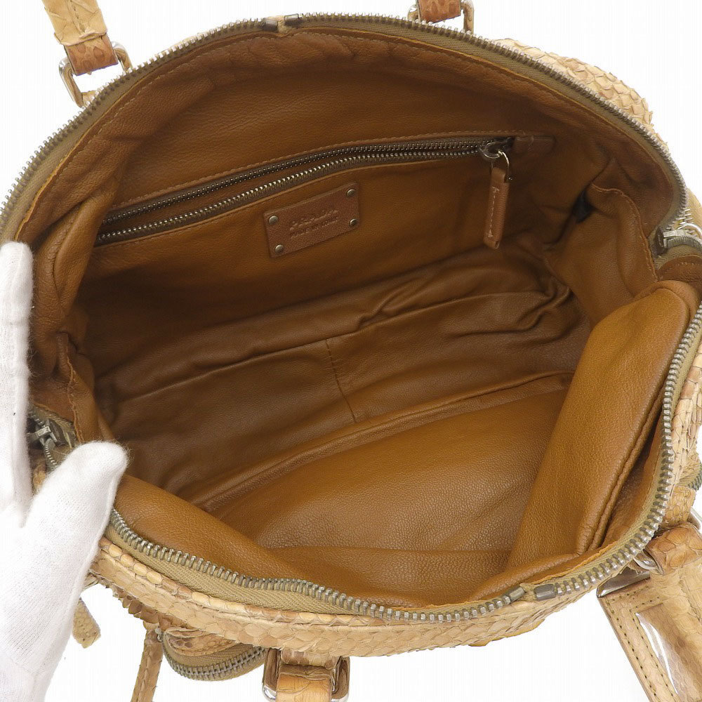 Prada Python Leather Handbag Beige - image 6